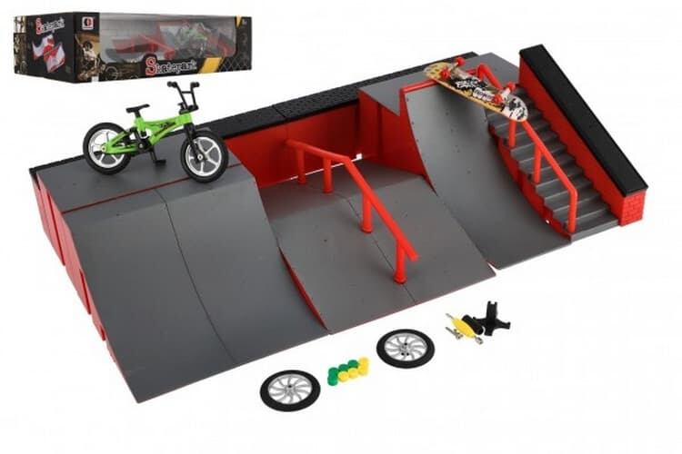 Teddies Skatepark rampa, prstové kolo, prstový skateboard s doplňky