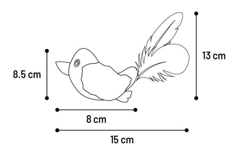 Flamingo Jeany Hračka pro kočky Ptáček Modrá 8,5cm (obrázek 3)
