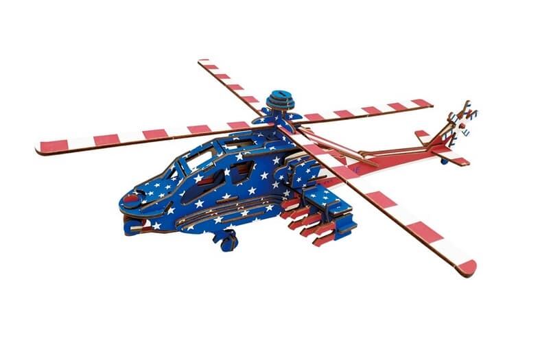 Levně Woodcraft Dřevěné 3D puzzle Americký bojový vrtulních Apache