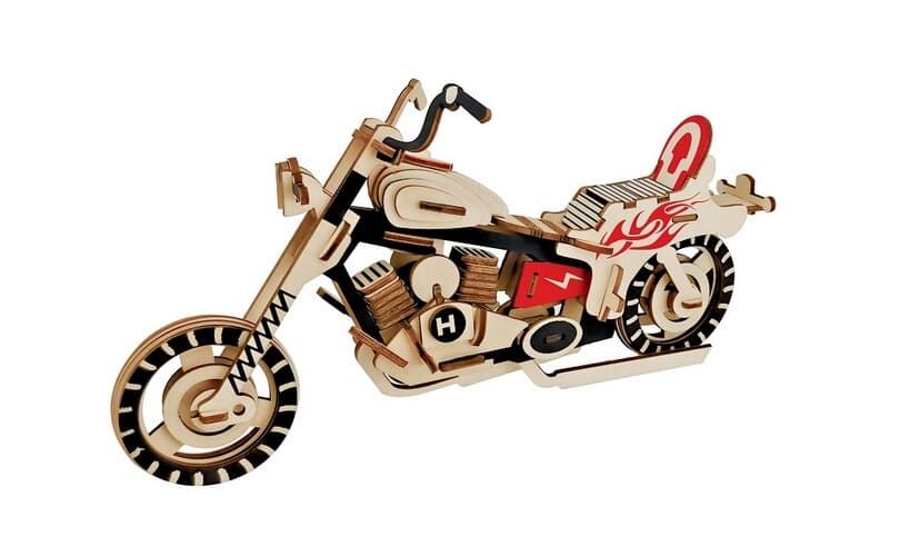 Woodcraft Dřevěné 3D puzzle Motorka HD I barevná