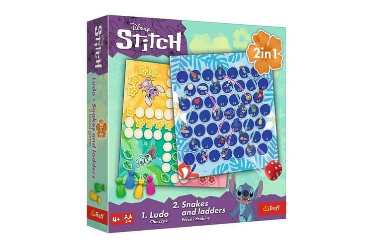 Levně TREFL Hry Lilo & Stitch, 2v1: Člověče, nezlob se a Hadi a žebříky