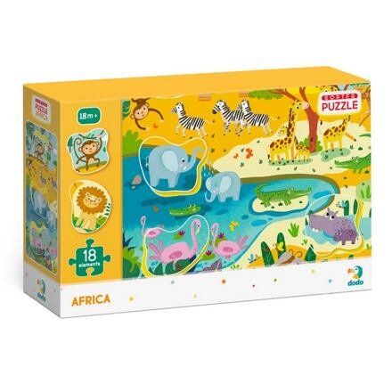 TM Toys DODO Puzzle s tříděním obrázků Afrika 18 dílků