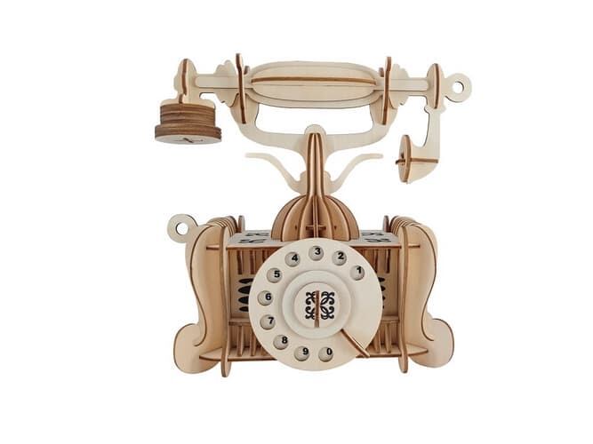 Levně Woodcraft Dřevěné 3D puzzle Starý telefon