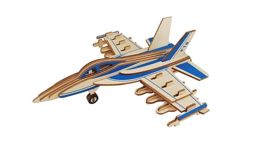 Levně Woodcraft Dřevěné 3D puzzle Bojové letadlo F18