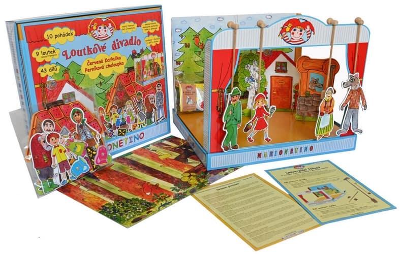 Levně MARIONETINO Loutkové divadlo Červená Karkulka a Perníková chaloupka s více než 10 pohádkami