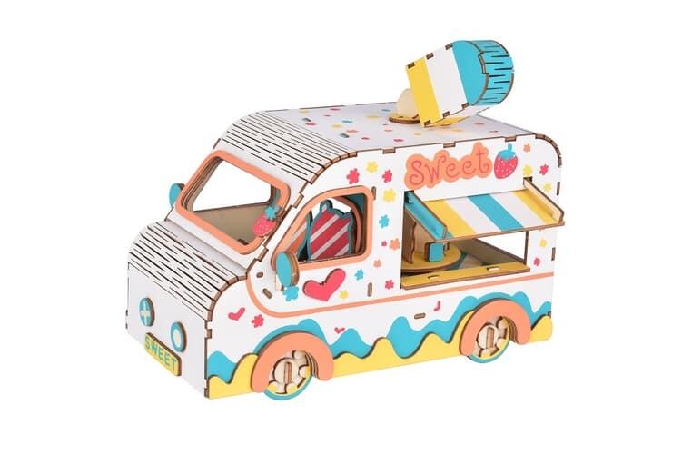 Levně Woodcraft Dřevěné 3D puzzle Zmrzlinářské auto