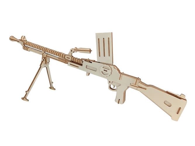 Levně Woodcraft Dřevěné 3D puzzle Lehký kulomet