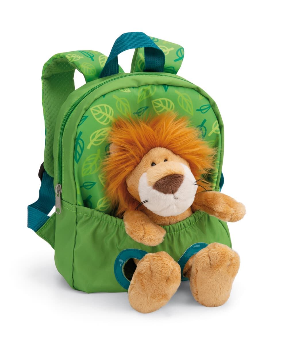 NICI Batůžek 21x26cm s plyšákem Lev 25cm, zelený