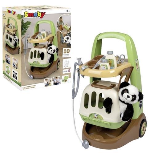 Smoby Zvěrolékařský vozík s kufříkem Veterinary Animal Care Trolley pro plyšovou pandu s 8 lékařskými doplňky