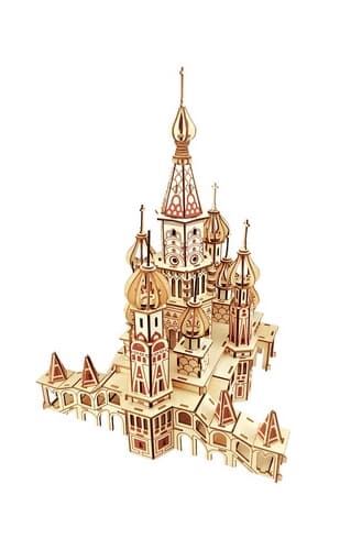 Levně Woodcraft Dřevěné 3D puzzle Chrám Vasila Blaženého přírodní