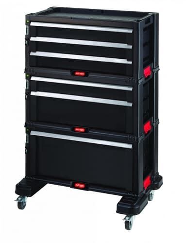 Keter Skříňka s 6 šuplíky na kolečkách, černá/červená