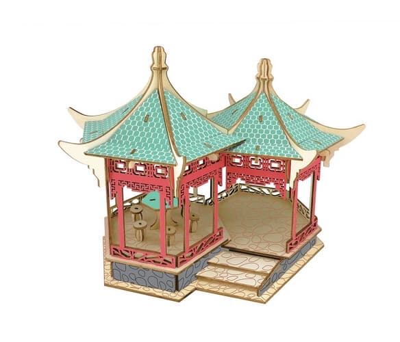 Levně Woodcraft Dřevěné 3D puzzle slavné budovy Yueyang Tower v barvě
