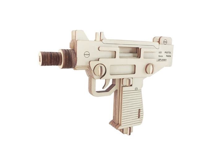 Levně Woodcraft Dřevěné 3D puzzle Pistole UZI