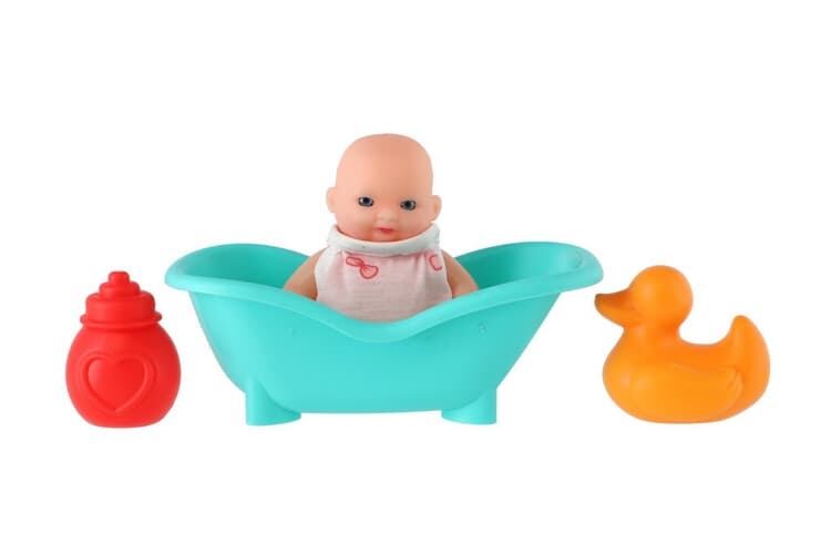 Panenka 10cm pevné tělo plast s vaničkou s doplňky v krabičce 16x15x10cm (obrázek 4)