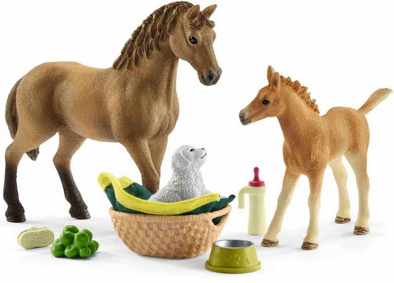 Schleich - Jezdecký klub, Hříbě a Quarter kůň se štěňátkem a doplňky