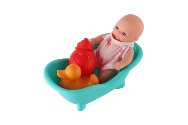 Panenka 10cm pevné tělo plast s vaničkou s doplňky v krabičce 16x15x10cm (obrázek 5)