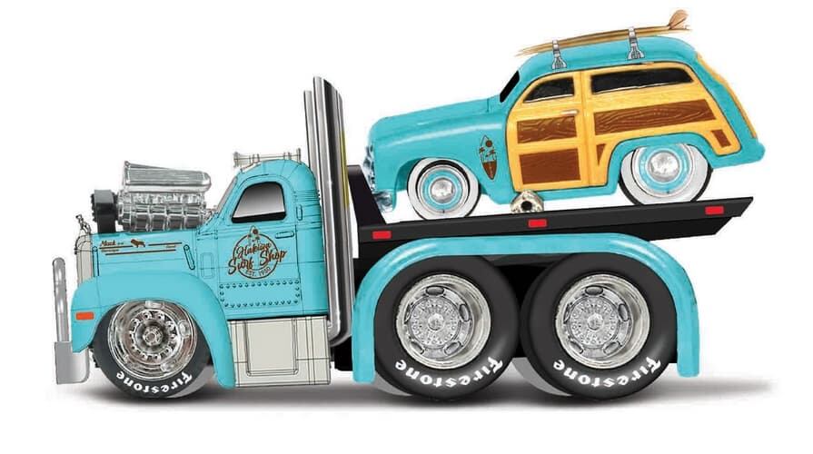 Maisto - MACK B-61 Flatbed 1953, Ford Woody1950, 1:64
