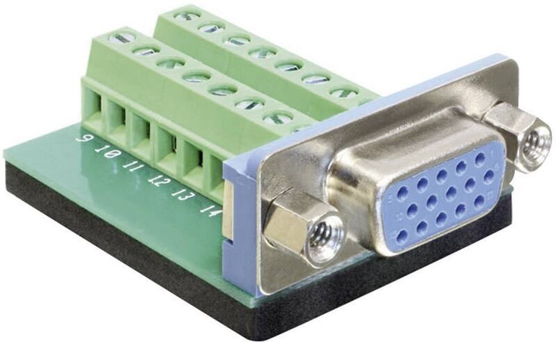 VGA konektor Delock 65170, zásuvka, vestavná vertikální, pólů 16, stříbrná, 1 ks