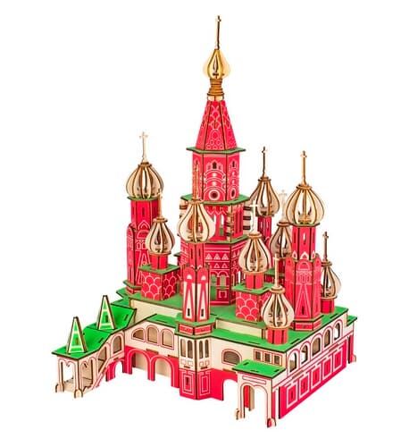Levně Woodcraft Dřevěné 3D puzzle Chrám Vasila Blaženého barevný