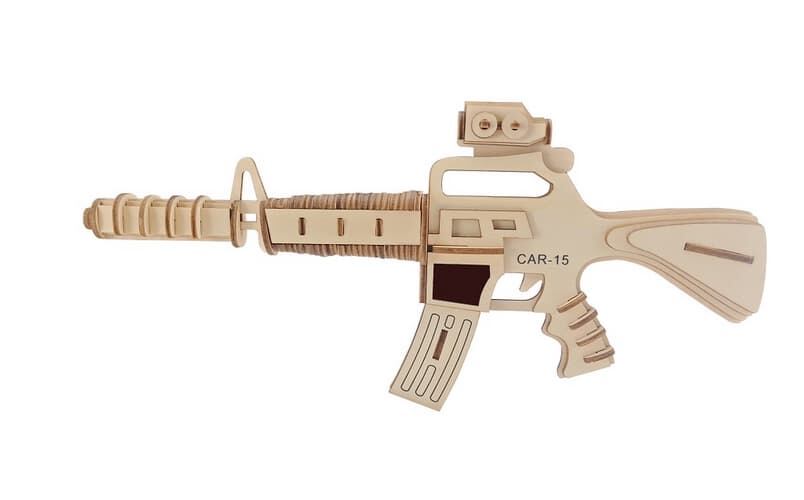 Levně Woodcraft Dřevěné 3D puzzle Samopal carabine 15