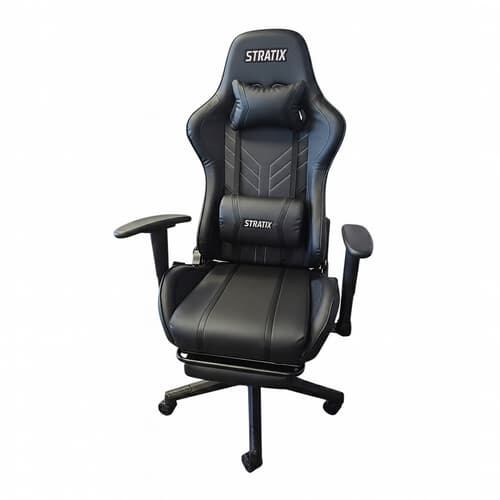 Herní masážní židle černá s podnožkou