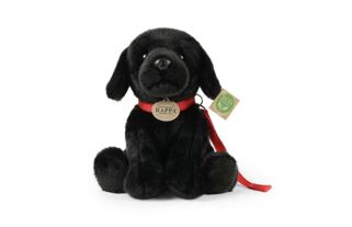 Rappa Plyšový pes labrador černý s vodítkem 28 cm ECO-FRIENDLY