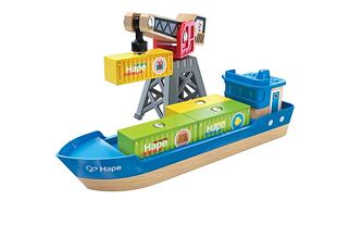 Bahnstrecke - Frachtschiff und Kran