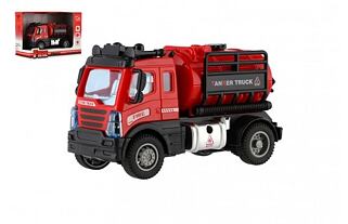 Auto-Feuerwehrleute mit Tanker Kunststoff 12cm einziehbar in Box 17x12x8cm