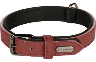 Flamingo Binti Kožený obojek s neoprenem Červená S/M