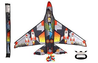 Drak létající letadlo nylon 150x113cm v látkovém sáčku 11x113x2cm