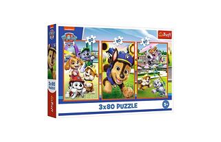 Puzzle 3x80 Psí gang Tlapková patrola/Paw Patrol  18x27,5cm v krabici 29x19x4cm