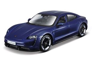 Bburago - Auta HOBBY, Porsche Taycan Turbo S, modrá, 1:24