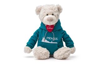 Medvěd Spencer v modré mikině Praha, 36cm