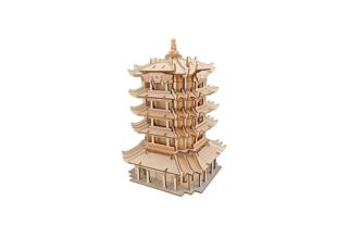 Woodcraft hölzerne 3D Puzzle Gelber Kranich Turm