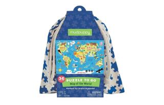 Mudpuppy Puzzle Mapa světa v látkovém pytlíku 36 dílků