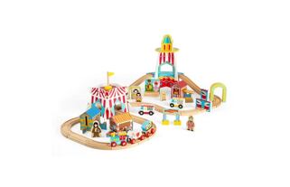 Bigjigs Rail Dřevěná vláčkodráha zábavná pouť 54 dílů