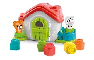 Clemmy baby - Sensorisches Eimerhaus mit aufklappbarem Dach und Bausteinen