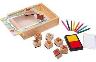 Small Foot Dřevěné výtvarné hračky set razítka farma