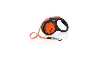 Flexi Vodítko Neon S pásek 5m černo-oranžové