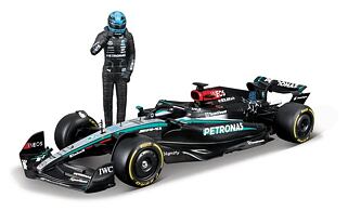 Bburago - RACE F1 s figurkou jezdce, Mercedes-AMG Petronas W15 (2024), #63 George Russell, 1:24
