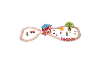 Bigjigs Rail Dřevěná vláčkodráha hasičská stanice