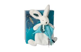 Doudou Geschenkset - Plüschkaninchen mit Fliegenpilz 25 cm blau