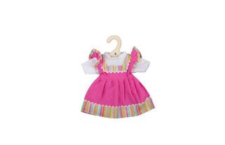 Bigjigs Toys Rosa Kleid mit gestreifter Zierleiste für Puppe 28 cm