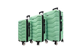 Bavy Cestovní kufr skořepinový Ribs Light green - set 3 ks