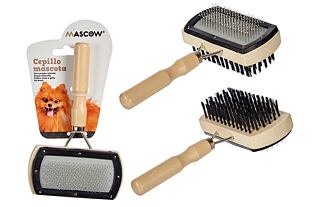 Dvojitý kartáč pro domácí mazlíčky s válečkovou rukojetí