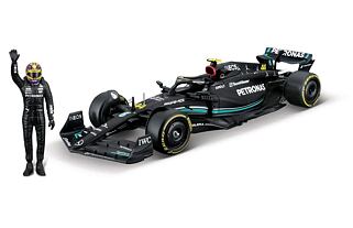 Bburago - RACE Formule F1 s figurkou jezdce, Mercedes-AMG W14 E Performance (2023) #44 Hamilton,1:24