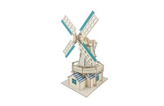 Woodcraft Dřevěné 3D puzzle Holandský větrný mlýn