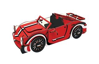 Woodcraft Dřevěné 3D puzzle Červený kabriolet