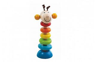Hölzerne Giraffe auf Gummi 15cm