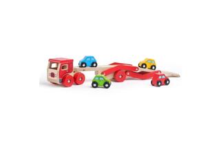 Bigjigs Toys Holztransporter mit Autos